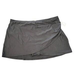 New Women's Size 2X Freshwater Swim Bottoms / Skort Cross Skirt Front‎ Black